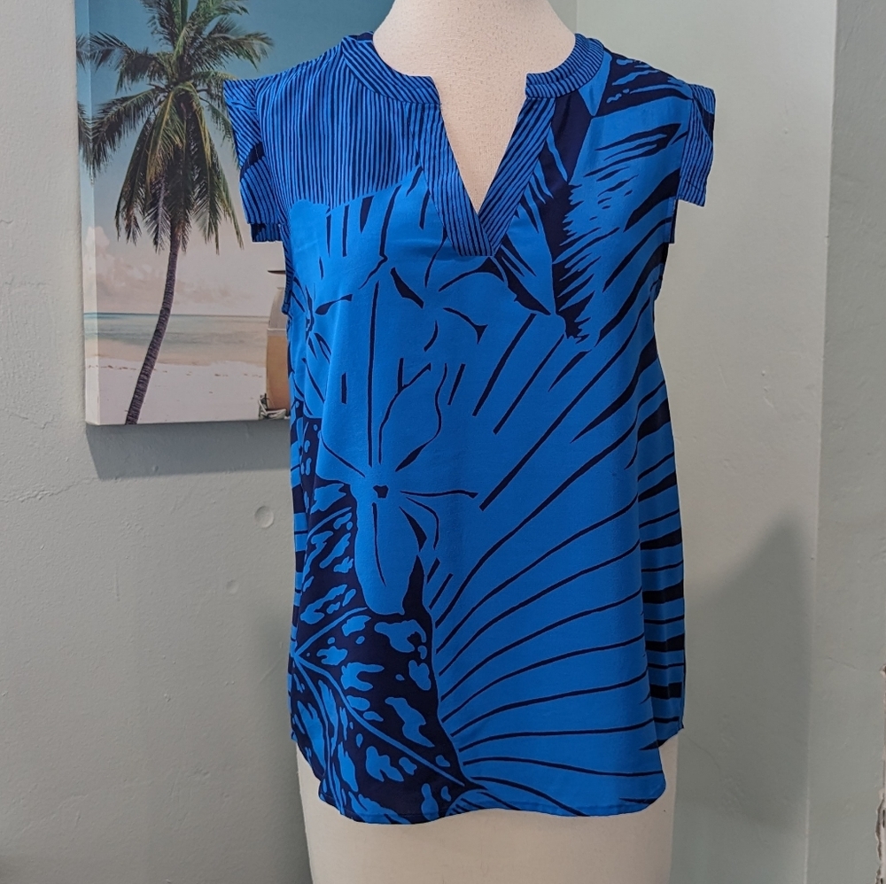 J. Crew Blue Silk Sleeveless Blouse